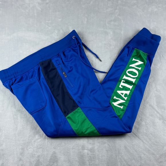 Parish Nation Mens Blue Green Drawstring‎ Track Joggers Athletic Logo Size 2X - Picture 10 of 16